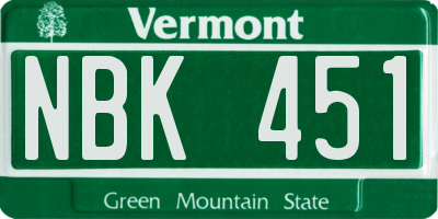 VT license plate NBK451