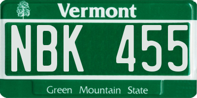 VT license plate NBK455