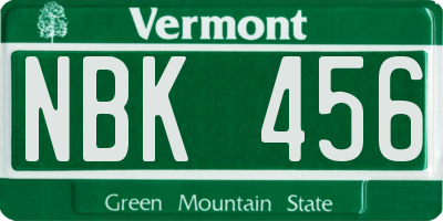 VT license plate NBK456