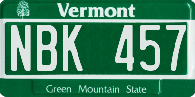 VT license plate NBK457