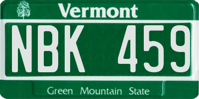 VT license plate NBK459