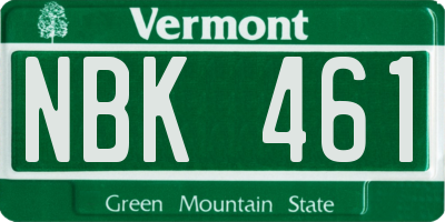VT license plate NBK461