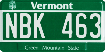 VT license plate NBK463