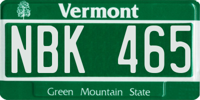 VT license plate NBK465