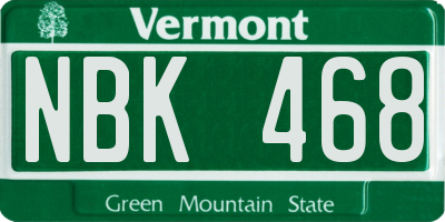 VT license plate NBK468