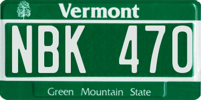 VT license plate NBK470