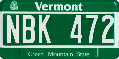 VT license plate NBK472