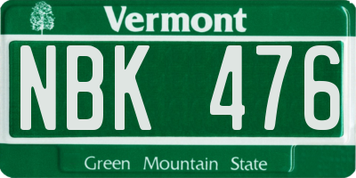 VT license plate NBK476