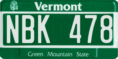 VT license plate NBK478