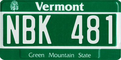 VT license plate NBK481