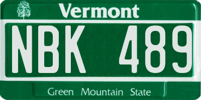 VT license plate NBK489