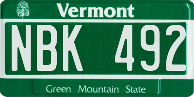 VT license plate NBK492