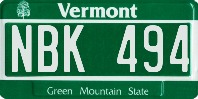 VT license plate NBK494