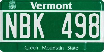 VT license plate NBK498
