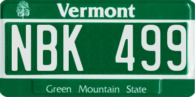VT license plate NBK499