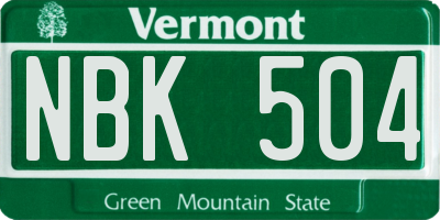 VT license plate NBK504
