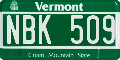 VT license plate NBK509