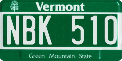 VT license plate NBK510