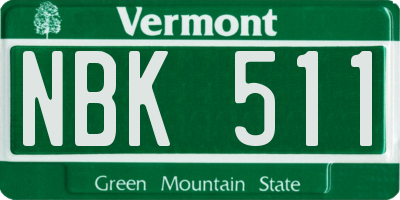 VT license plate NBK511