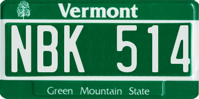 VT license plate NBK514