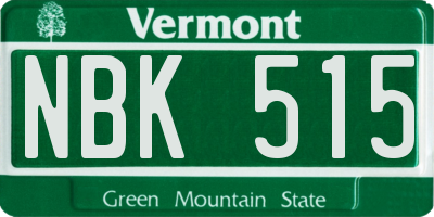 VT license plate NBK515