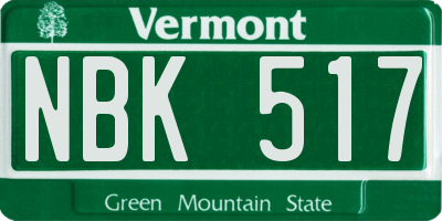 VT license plate NBK517