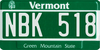 VT license plate NBK518