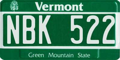 VT license plate NBK522