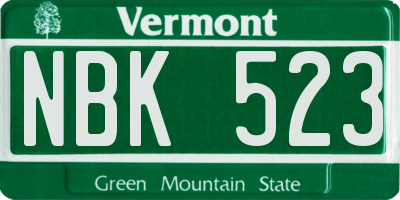 VT license plate NBK523