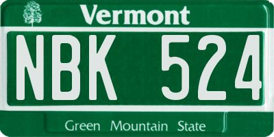 VT license plate NBK524