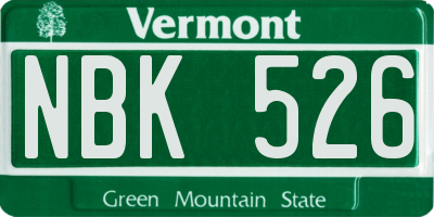 VT license plate NBK526