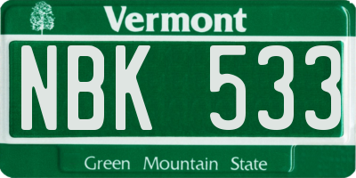 VT license plate NBK533