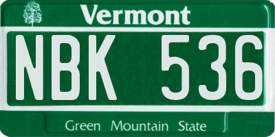 VT license plate NBK536