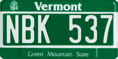 VT license plate NBK537