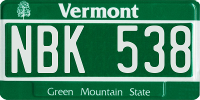 VT license plate NBK538