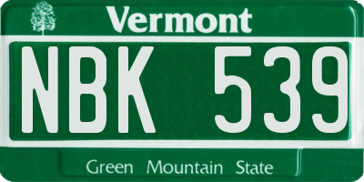 VT license plate NBK539