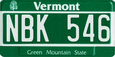 VT license plate NBK546