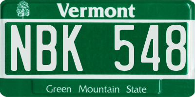 VT license plate NBK548