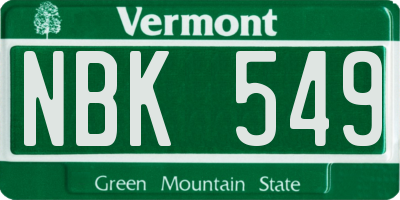 VT license plate NBK549