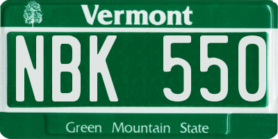 VT license plate NBK550