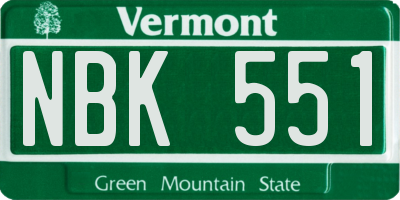 VT license plate NBK551
