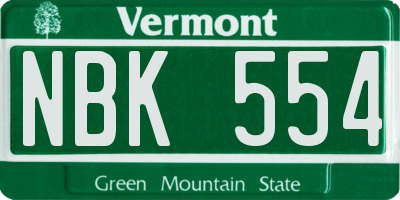 VT license plate NBK554