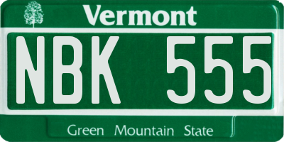 VT license plate NBK555