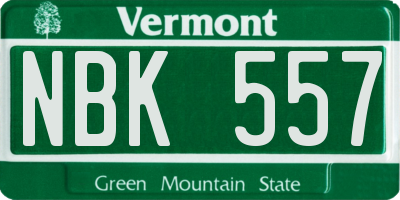 VT license plate NBK557