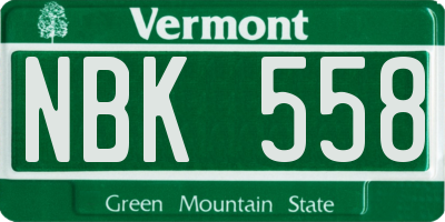 VT license plate NBK558