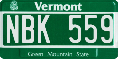VT license plate NBK559
