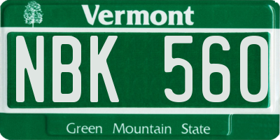 VT license plate NBK560