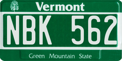 VT license plate NBK562