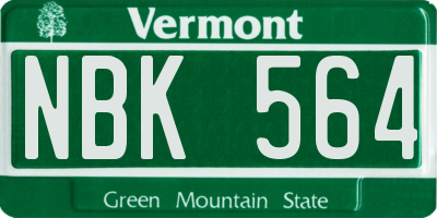 VT license plate NBK564