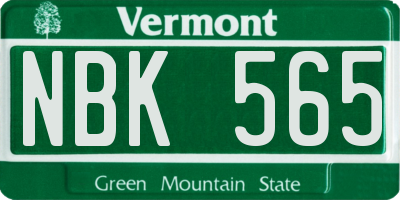 VT license plate NBK565